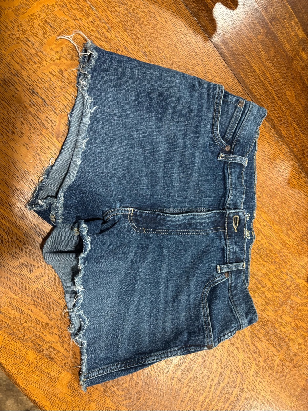 Wrangler Distressed Dark Blue Denim Shorts